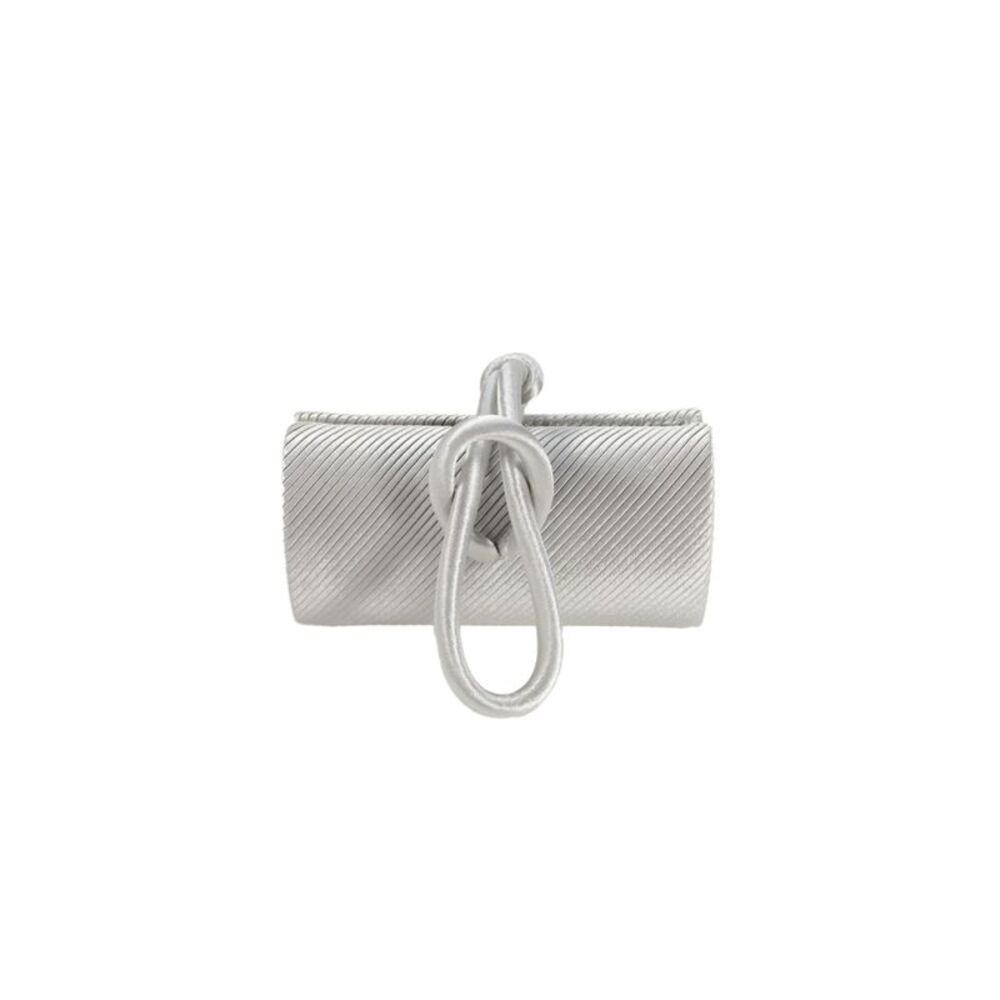 Cache Womens Metallic Ribbed Clutch Bag Silver